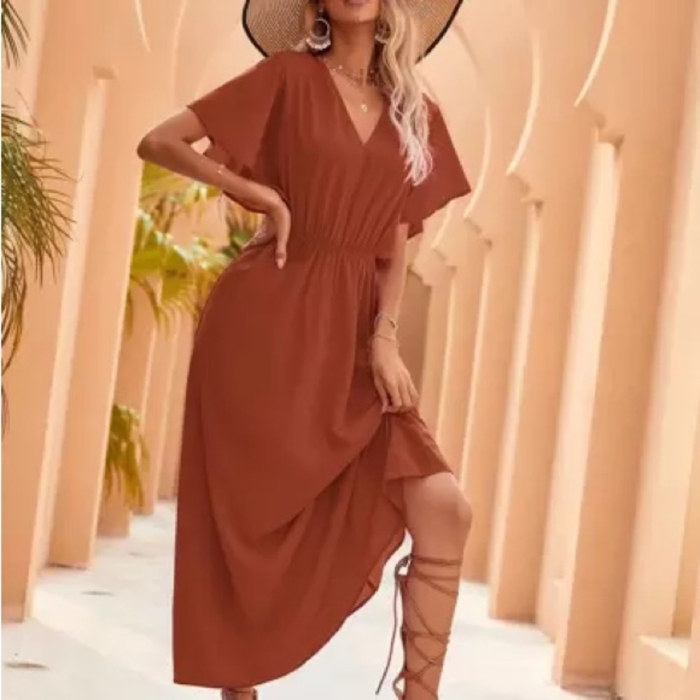 SHEIN High Low Rust Dress